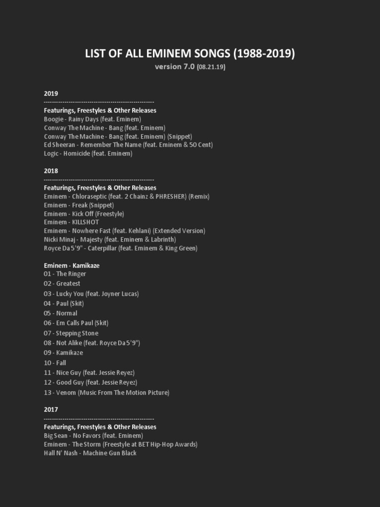 eminem songs