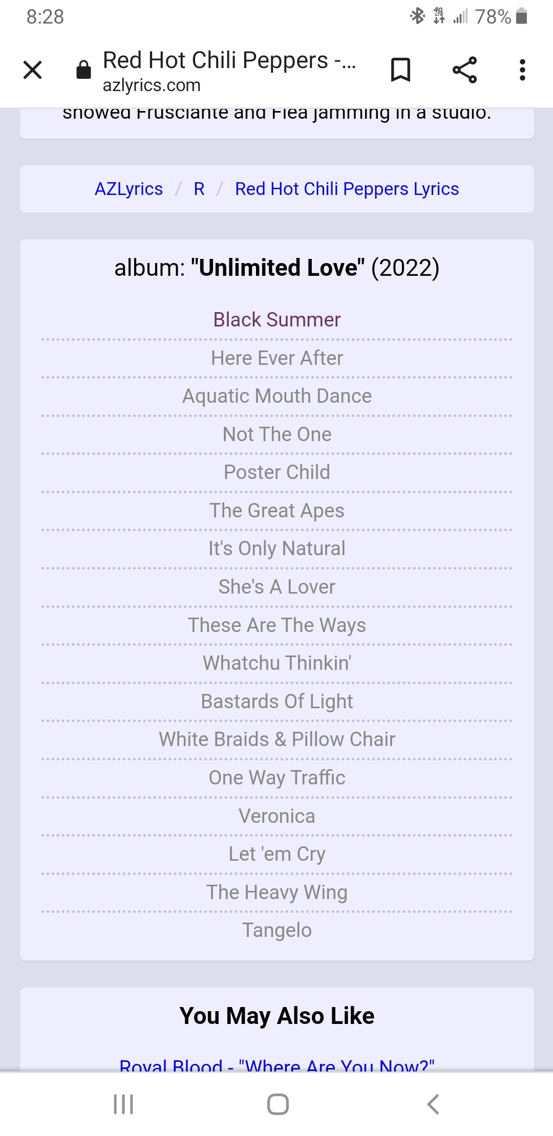 red hot chili peppers songs